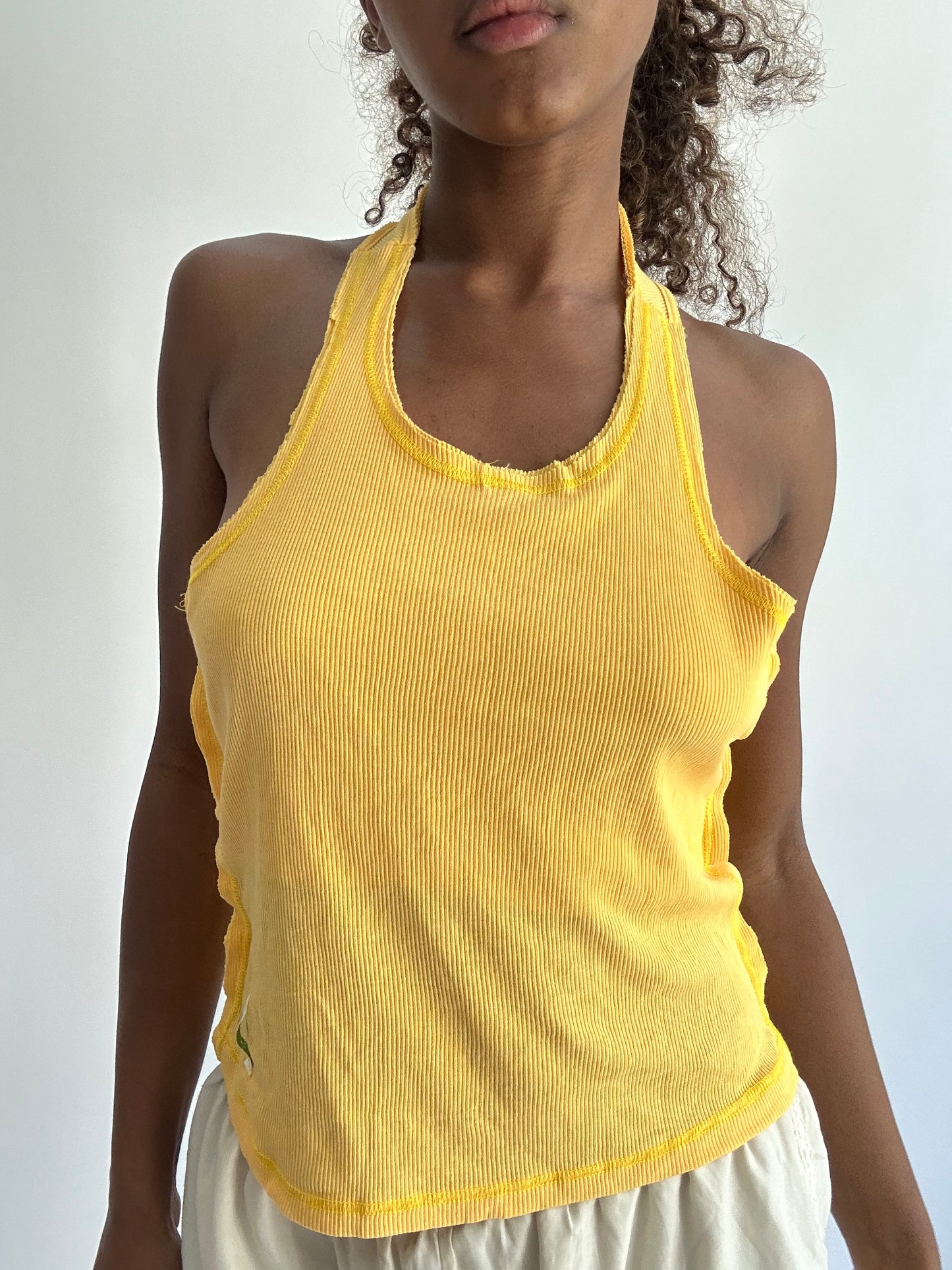 ‼️ | small yellow racer back top with beading details