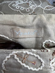 aquamarine drop | small/medium beige embroidered midi skirt