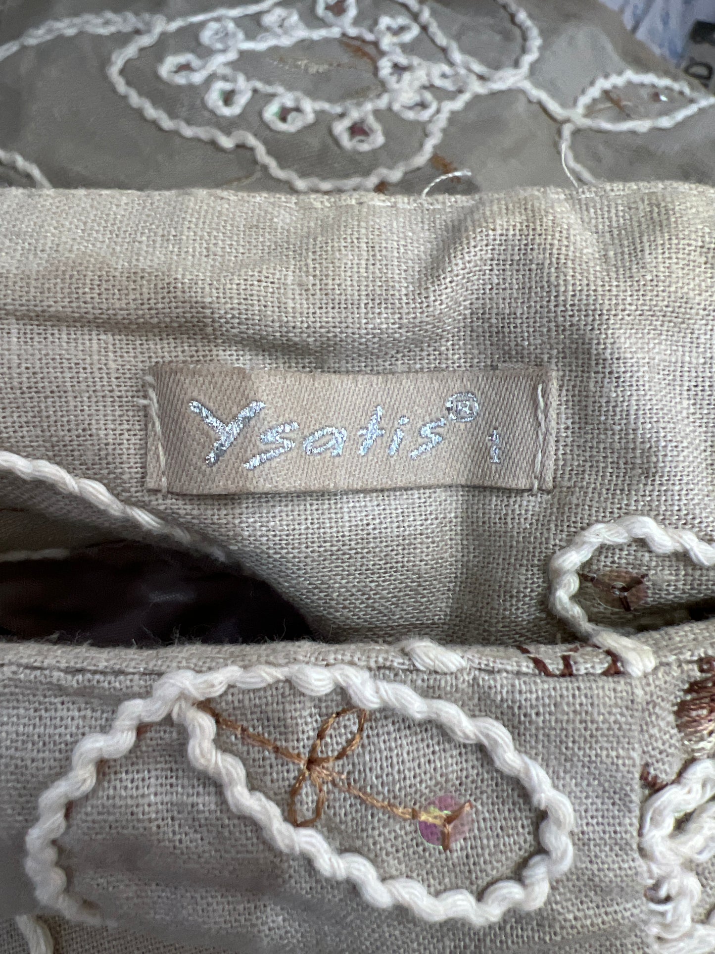 aquamarine drop | small/medium beige embroidered midi skirt
