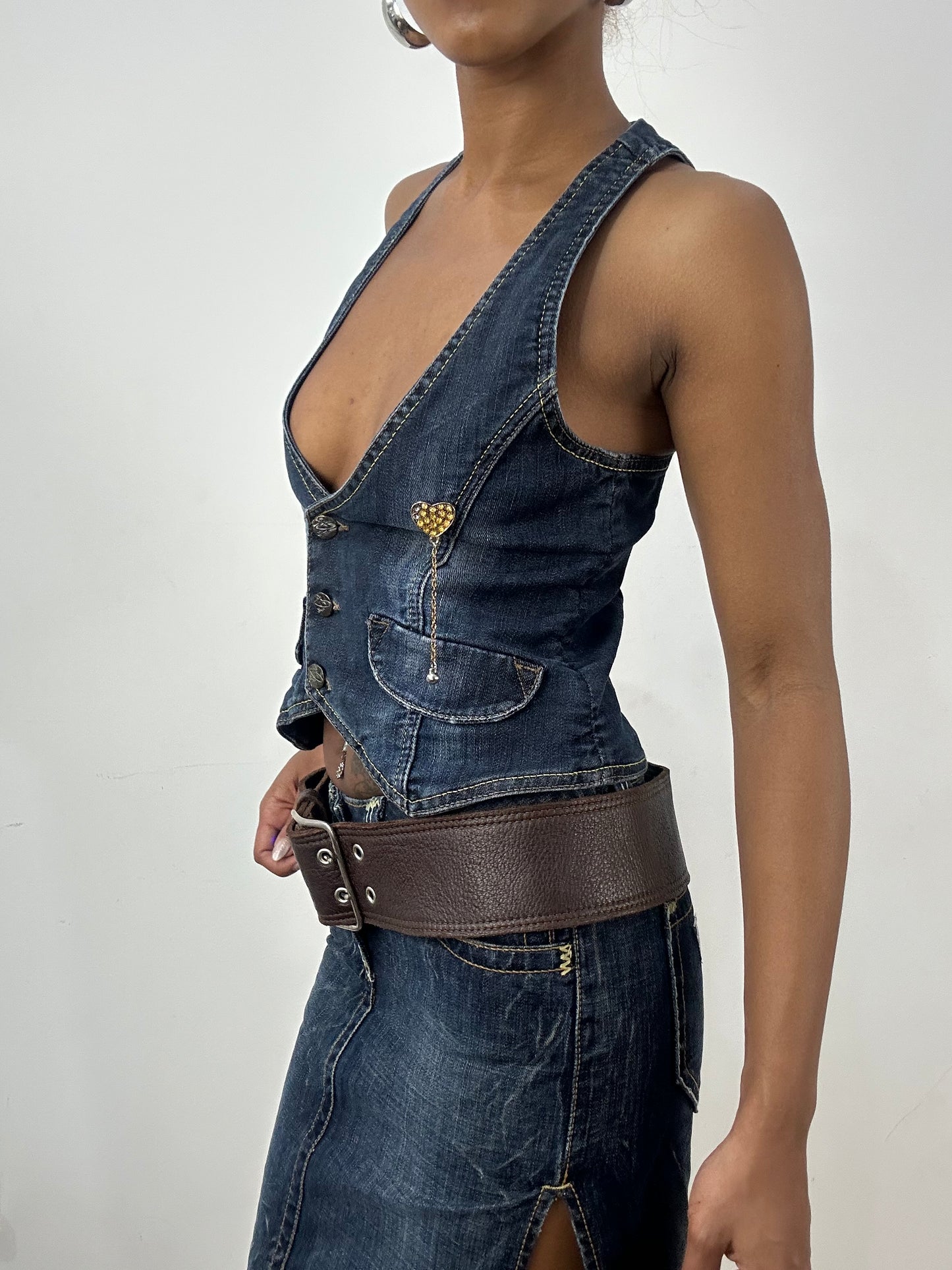 BEST PICKS | brown faux leather belt with silver eyelet detail