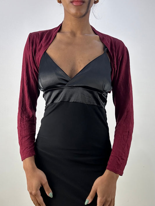 MOB WIFE DROP | small burgundy bolero cardigan
