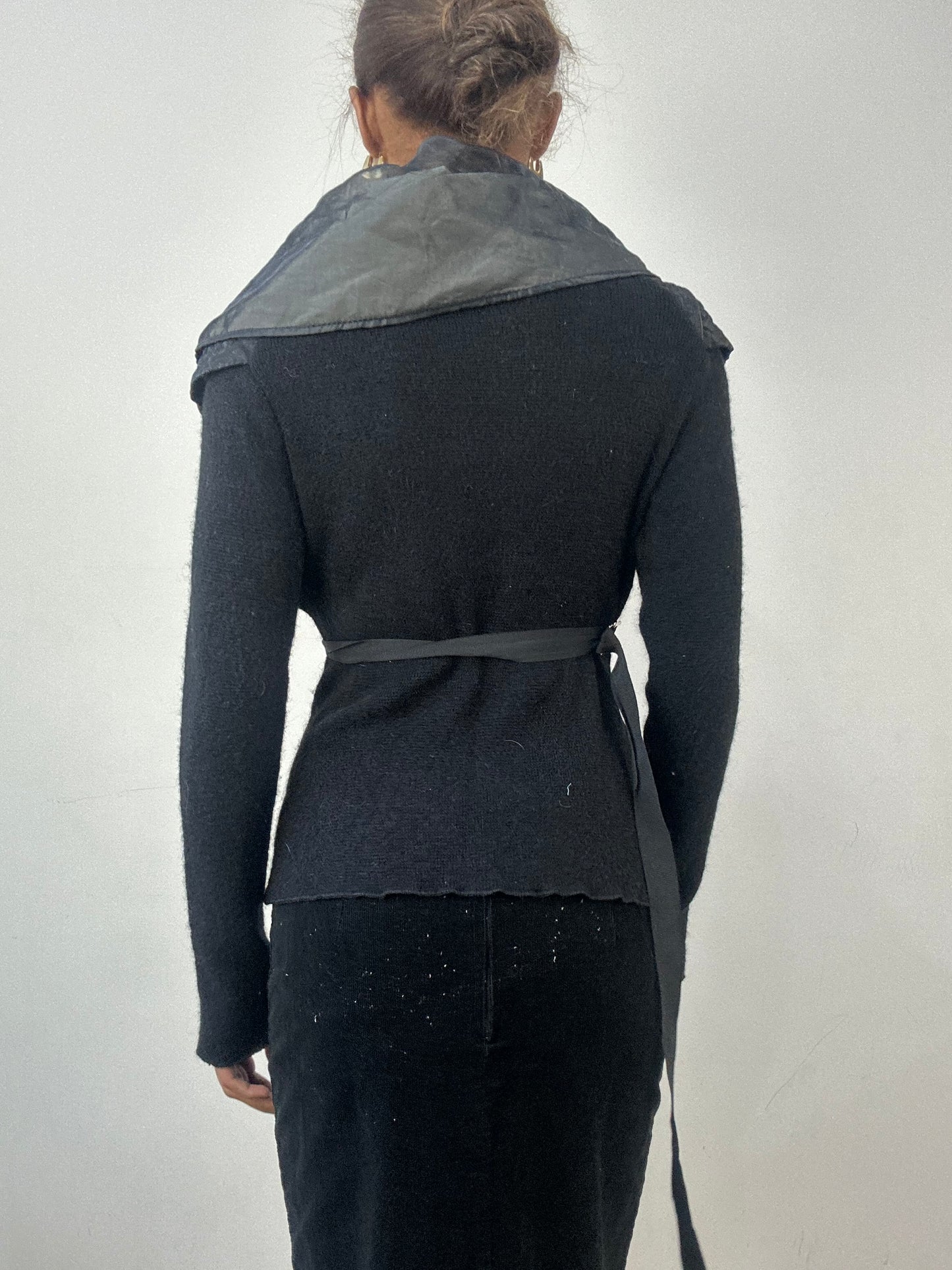 winter edit | small black knit blazer with belt detail