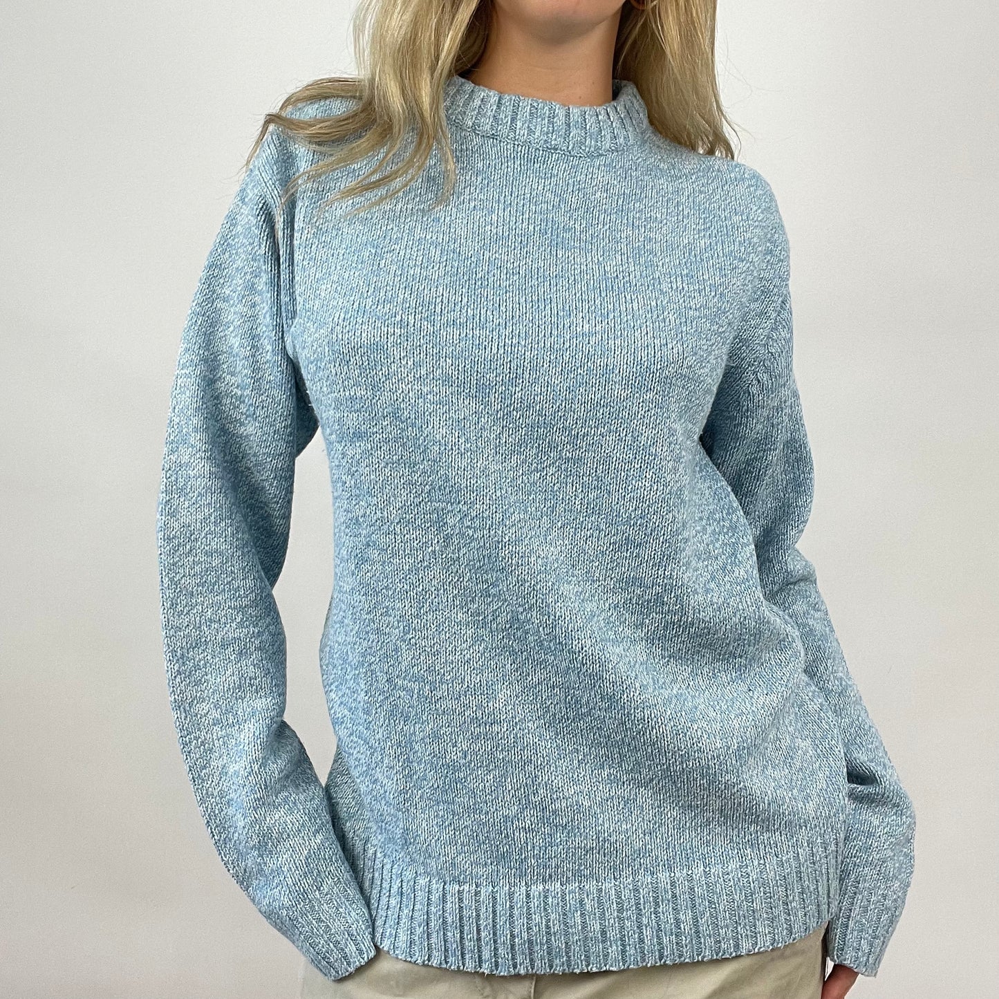 CHALET GIRL DROP | small blue round neck knit jumper