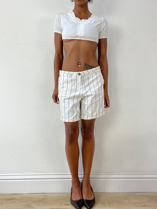 vintage edit twenty-nine | medium white and navy pinstripe shorts