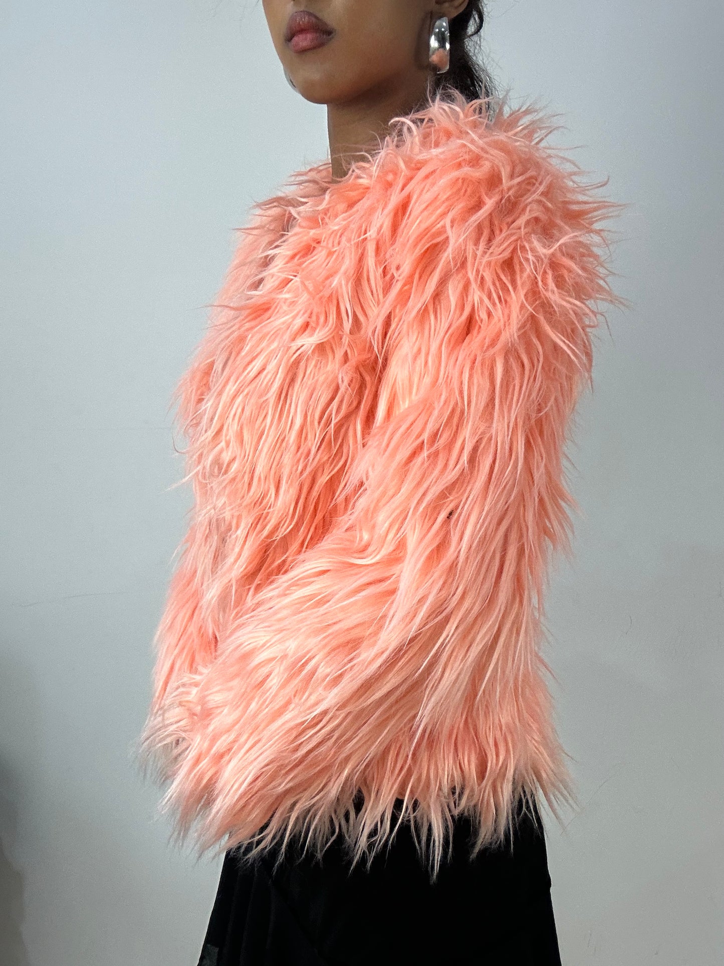 vintage edit: halloween | small peach pink faux fur coat