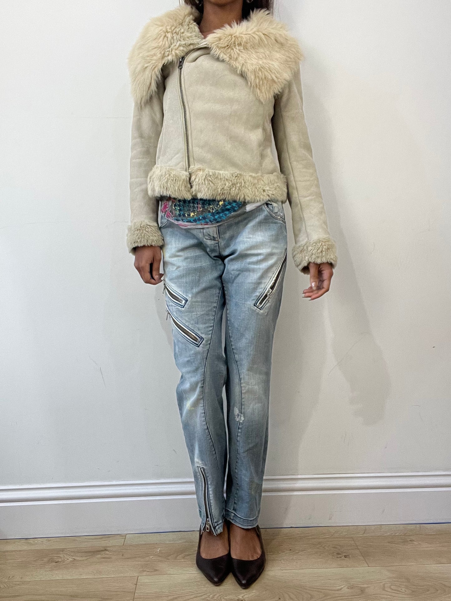 2016 edit | extra small cream suede zip up jacket