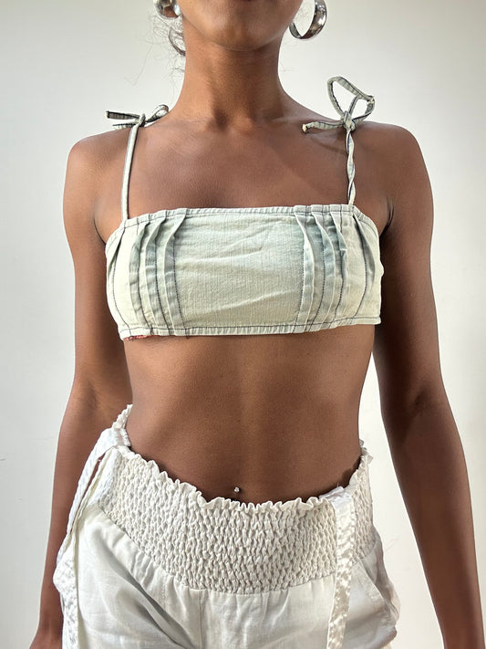 LFW edit | extra small blue miss sixty denim bralette top