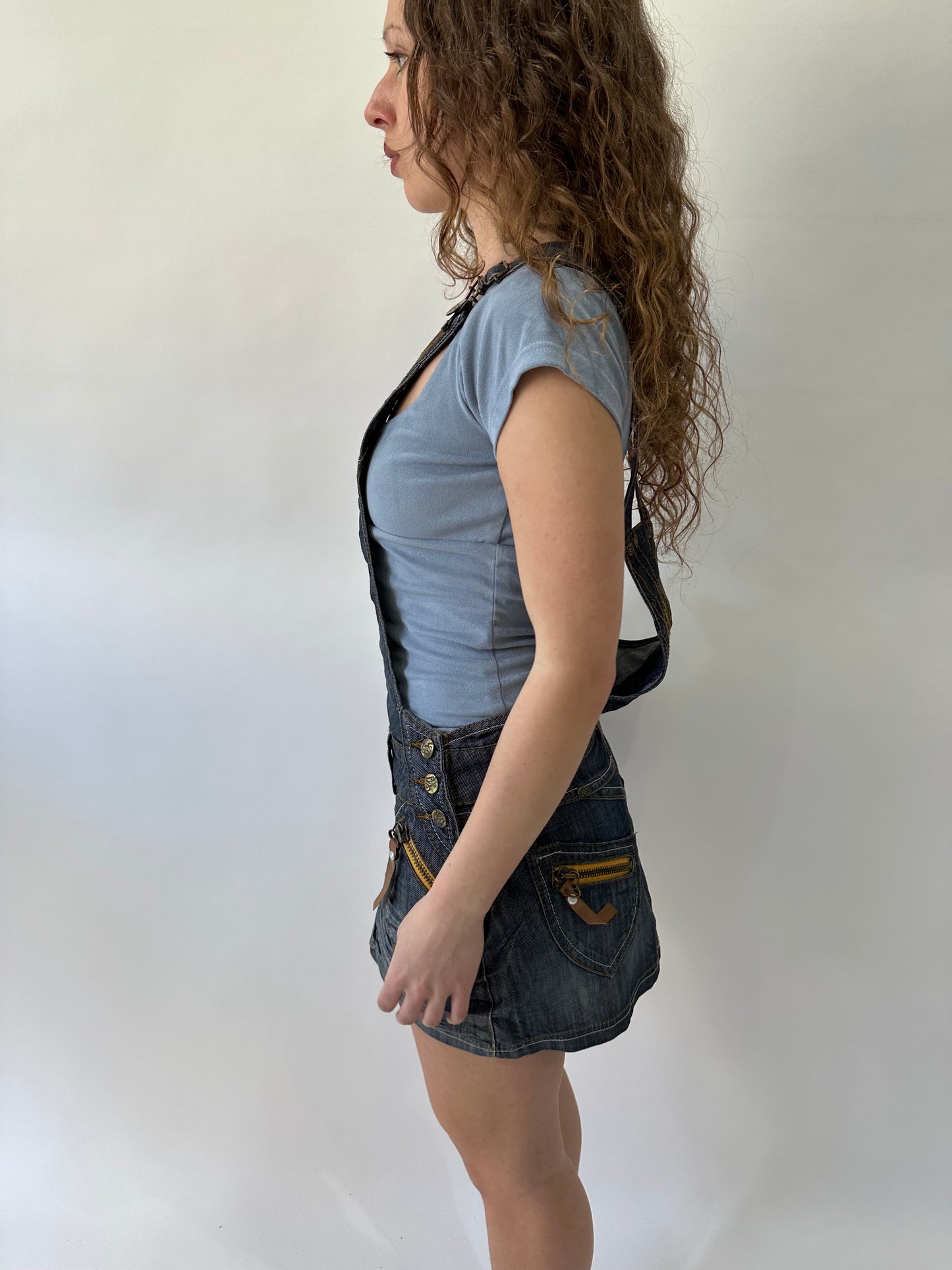 western edit | small/medium blue denim skirt dungarees