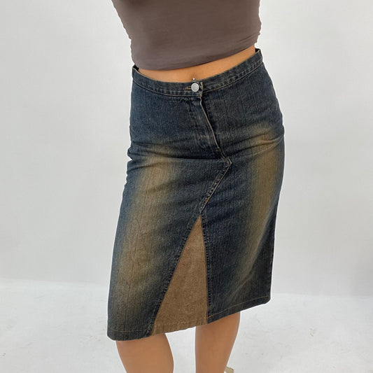 💻 VINTAGE GEMS DROP | small denim midi skirt in brown wash