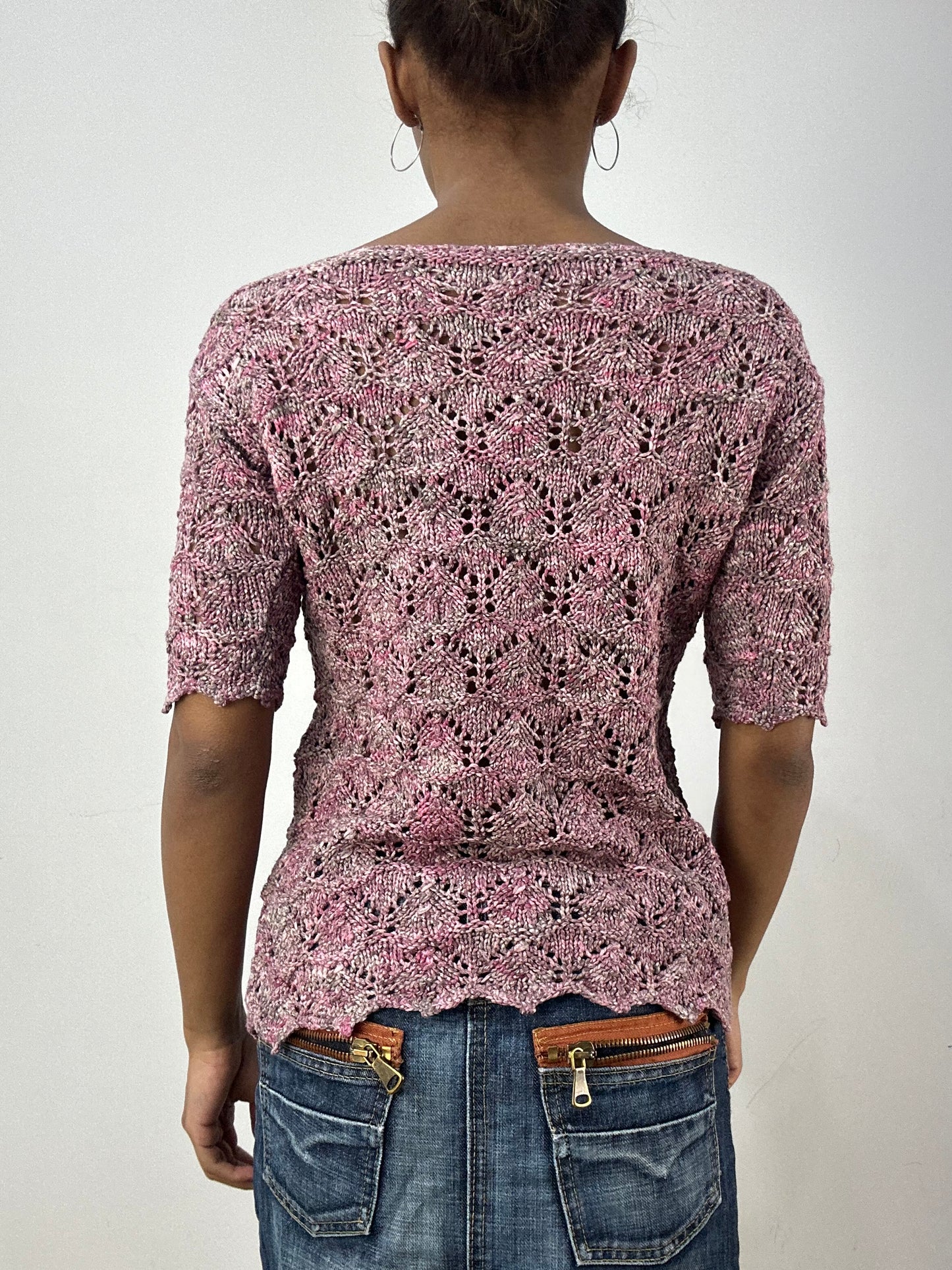 vintage edit thirty-six | small/medium pink knit short sleeve top