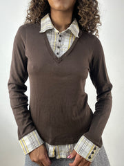 vintage edit thirty-four | small knit jumper with built in shirt