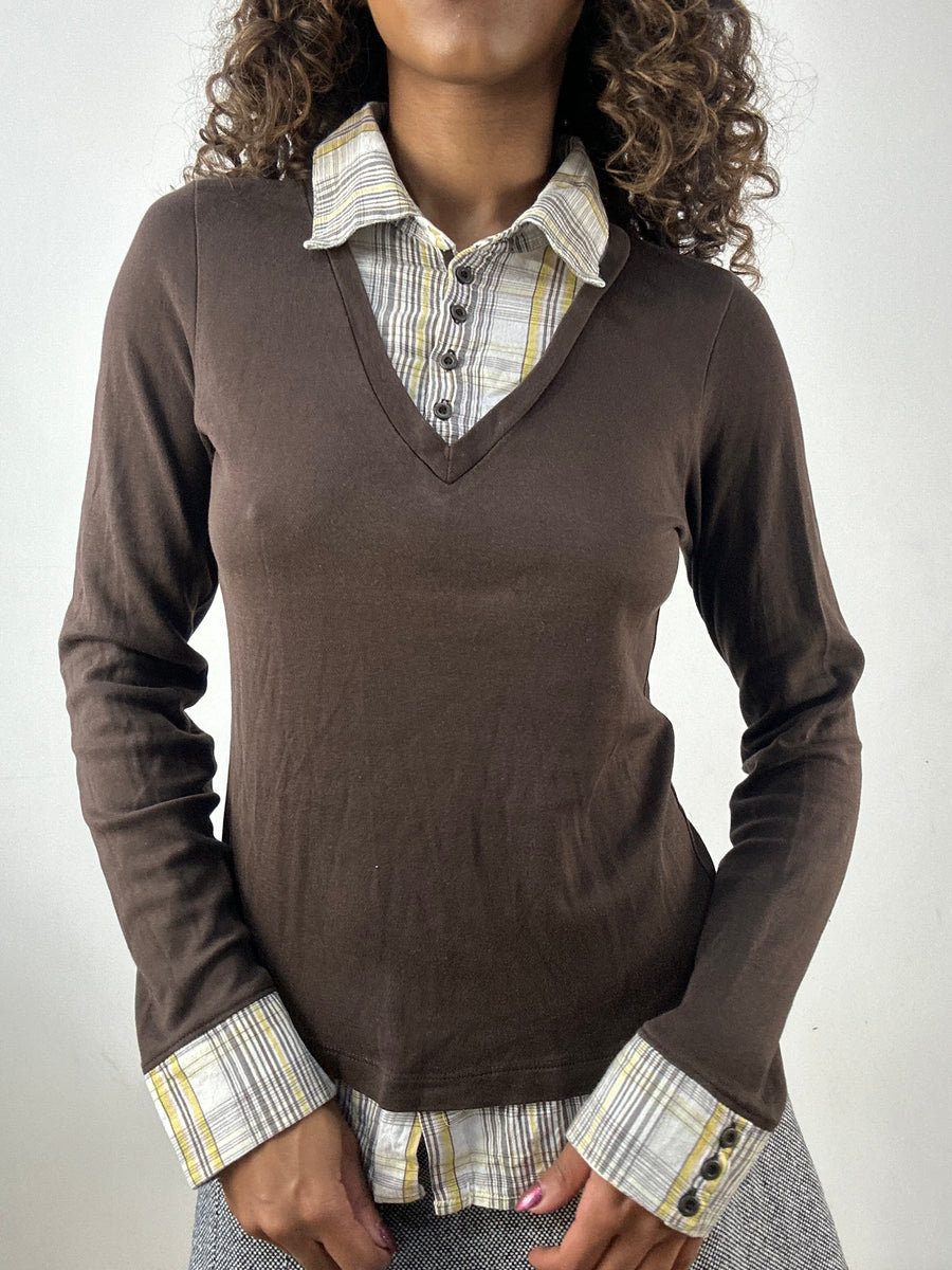 vintage edit thirty-four | small knit jumper with built in shirt