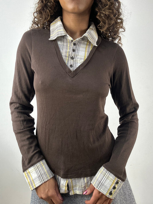 vintage edit thirty-four | small knit jumper with built in shirt