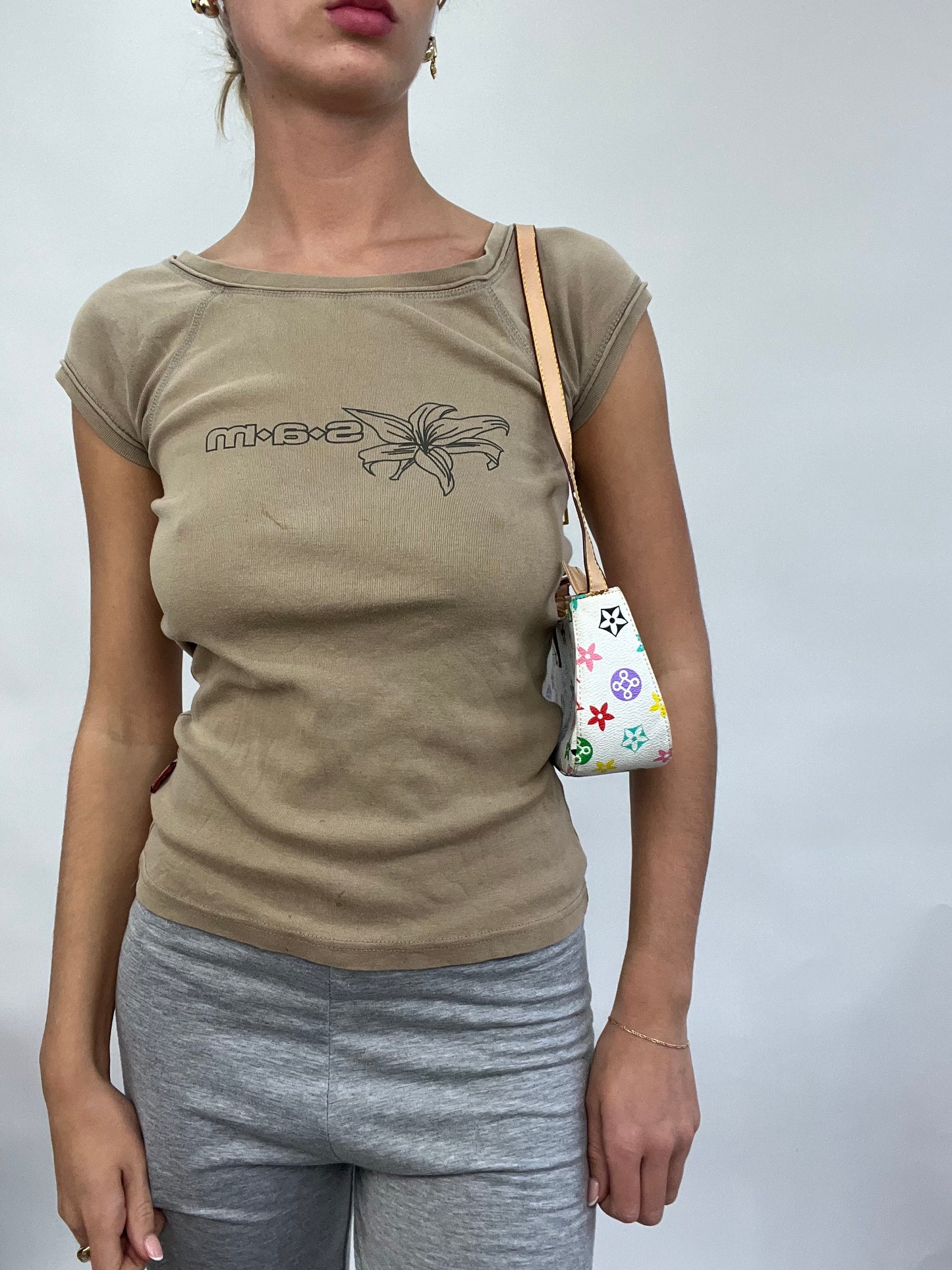 MODEL OFF DUTY DROP | white shoulder bag with multicoloured monogram print