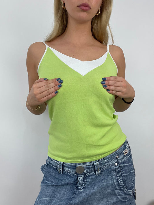ADDISON RAE DROP | s/m green and white double layered cami top