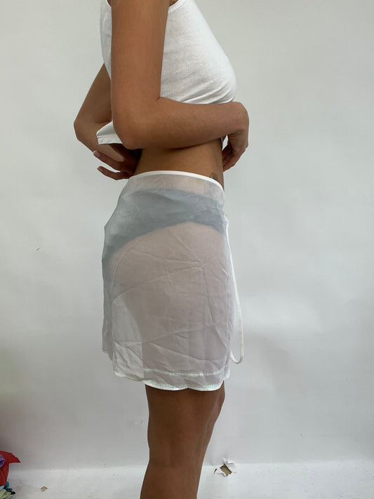 COACHELLA DROP | small black sheer white wrap skirt with iridescent sequins