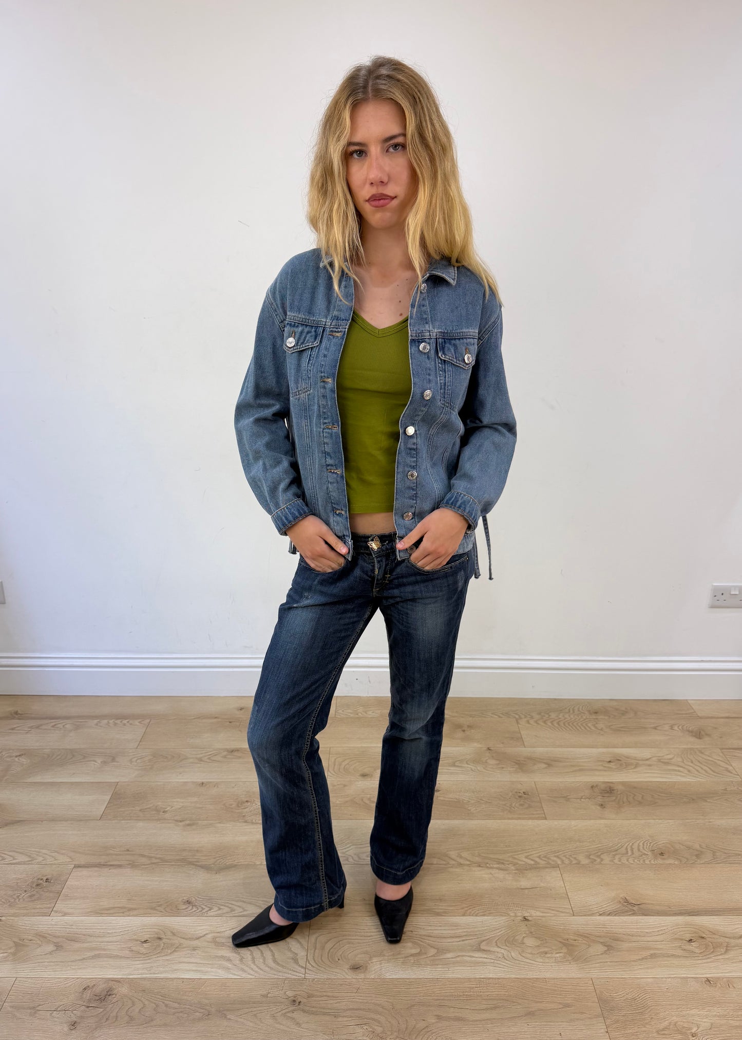 medium denim fringe jacket
