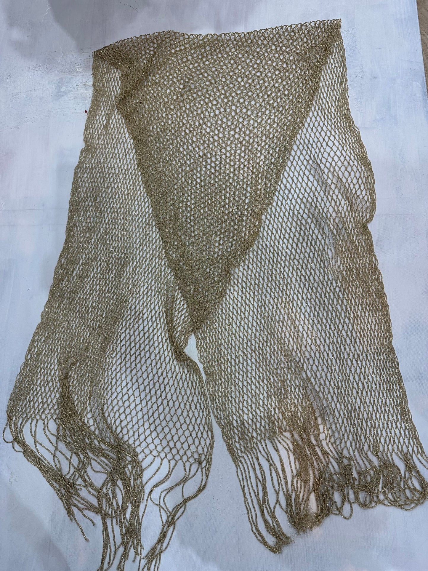 vintage edit thirty-four | gold glitter tassel scarf
