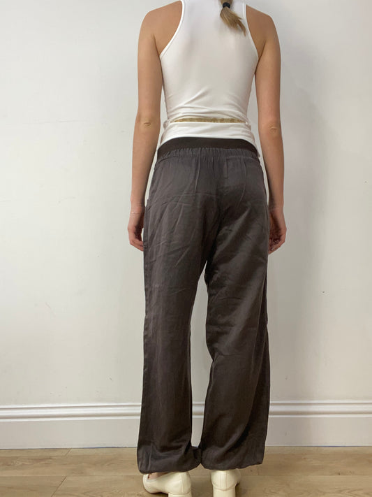 vintage edit thirty | medium brown satin style trousers