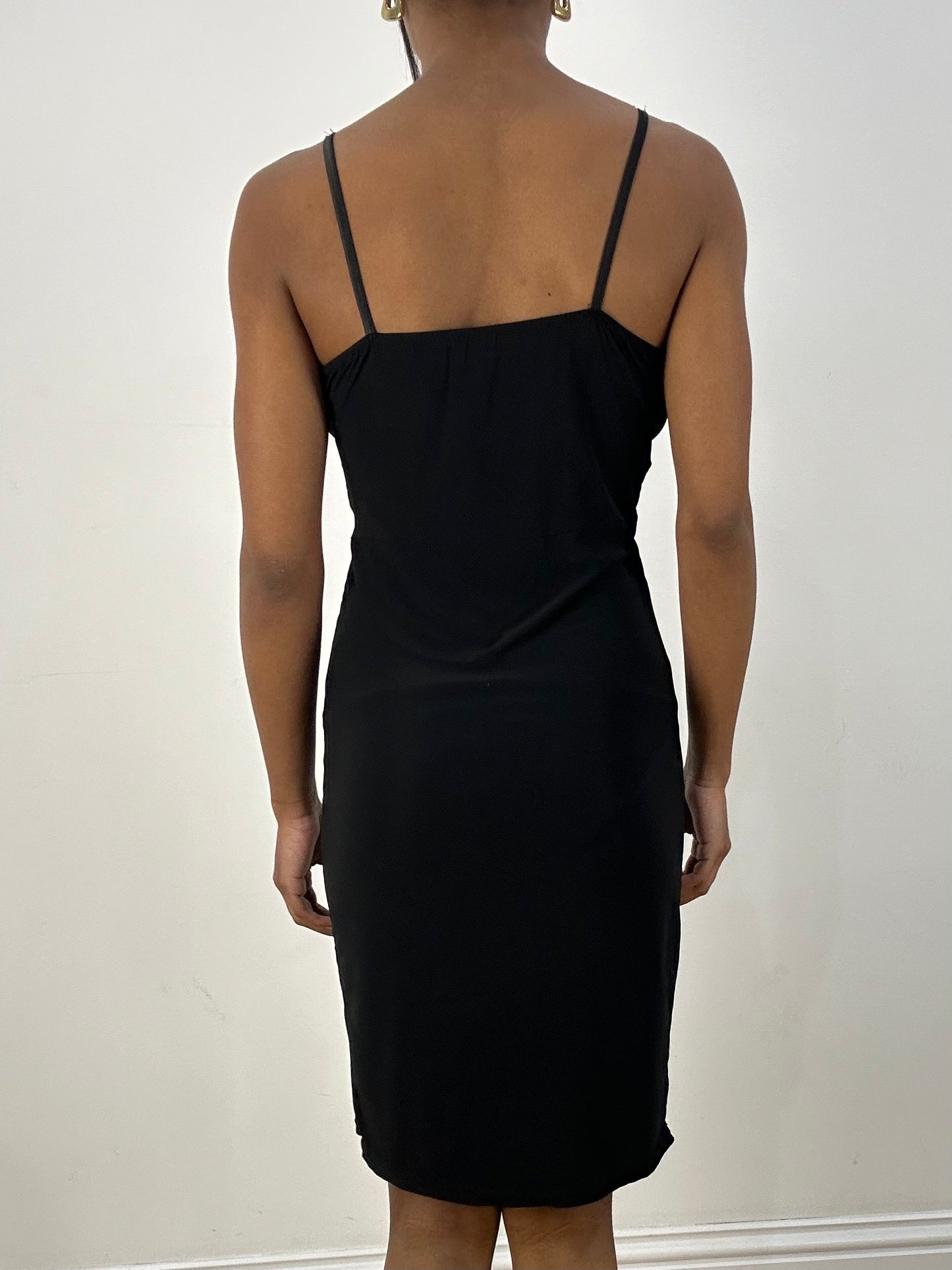 MOB WIFE DROP | small black mini dress with satin bust detail