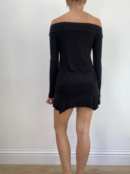 summer edit | Größe: S · Farbe: Schwarz · Artikel: Kleid · Details: langärmlig + schulterfrei