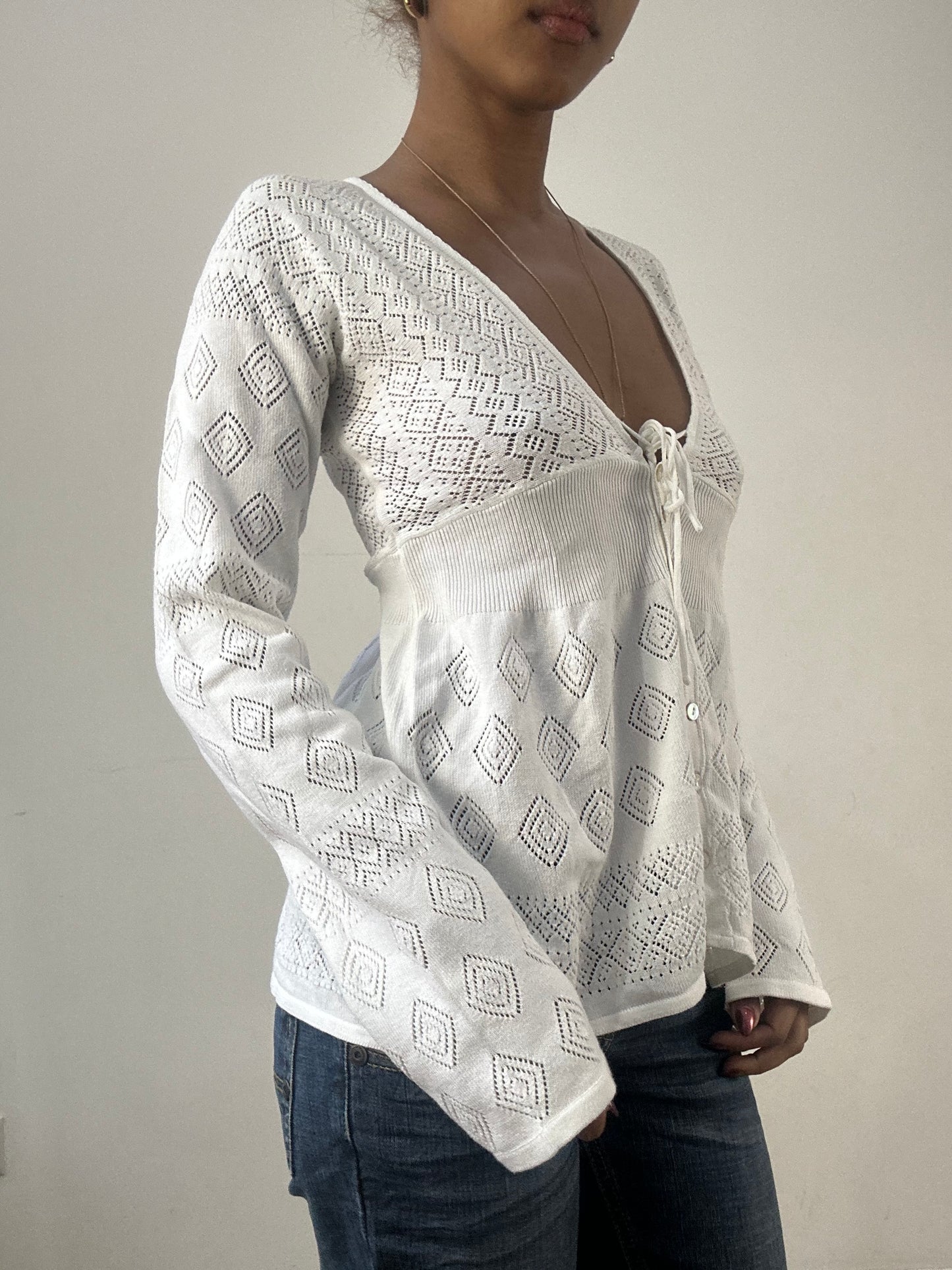 winter edit | small white broiderie knit top