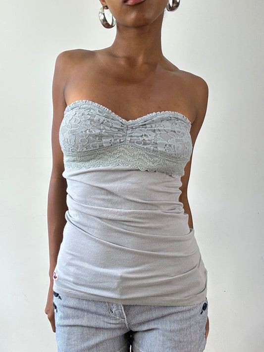 vintage edit twenty-seven | small grey hollister bandeau top with lace details