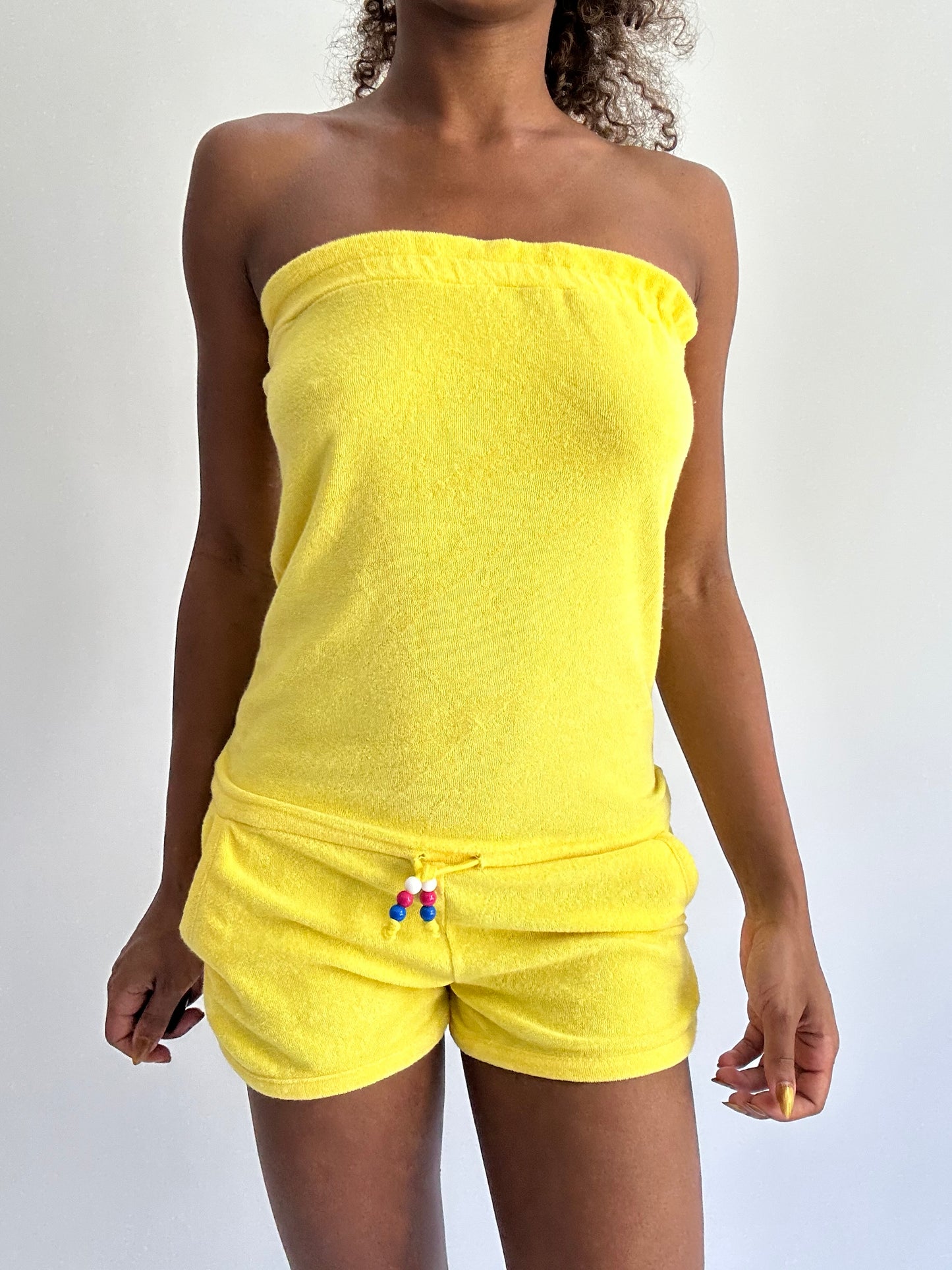 BEST PICKS | small yellow towelling bandeau playsuit