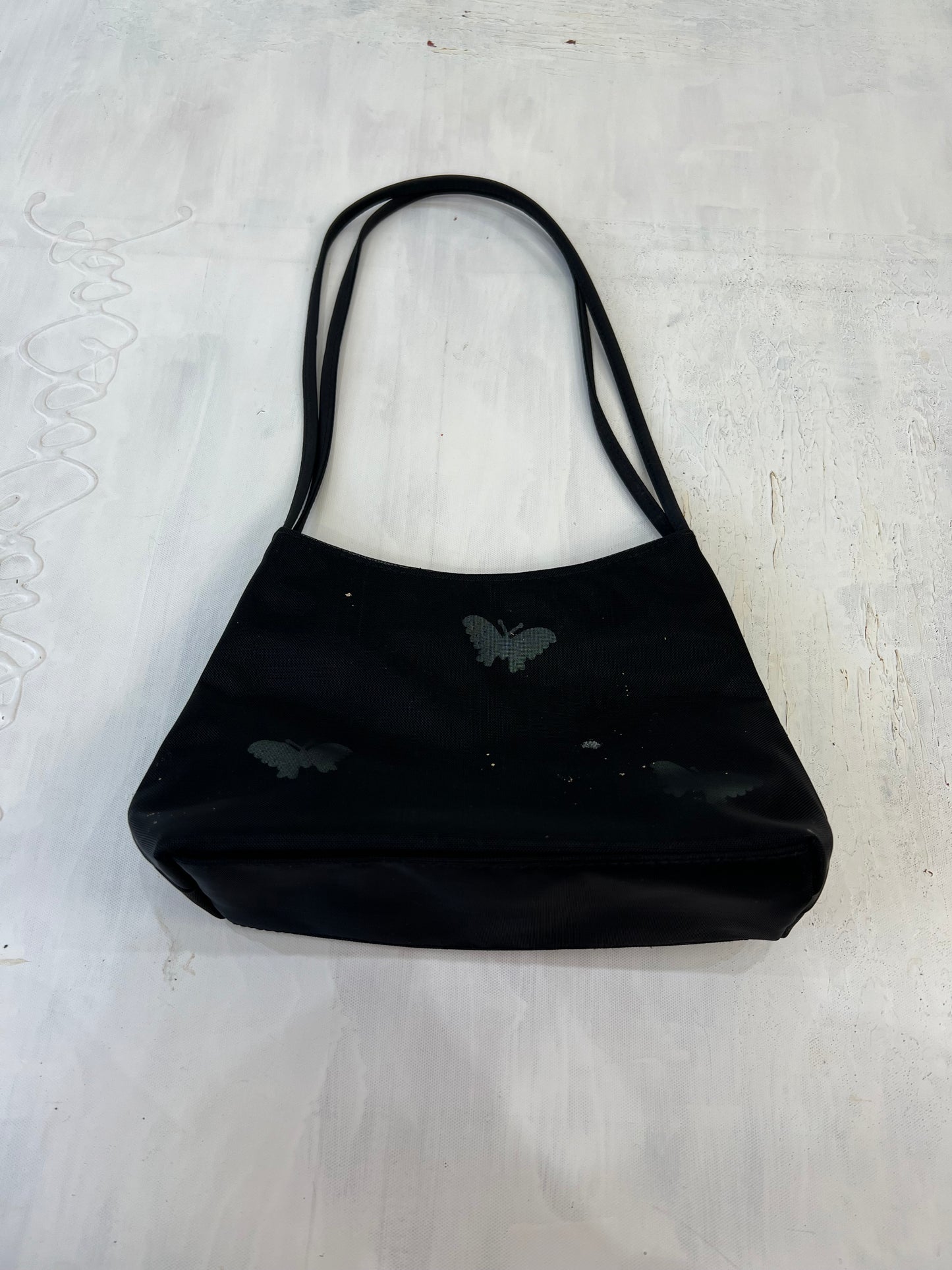 summer edit | black mesh shoulder bag with butterfly print