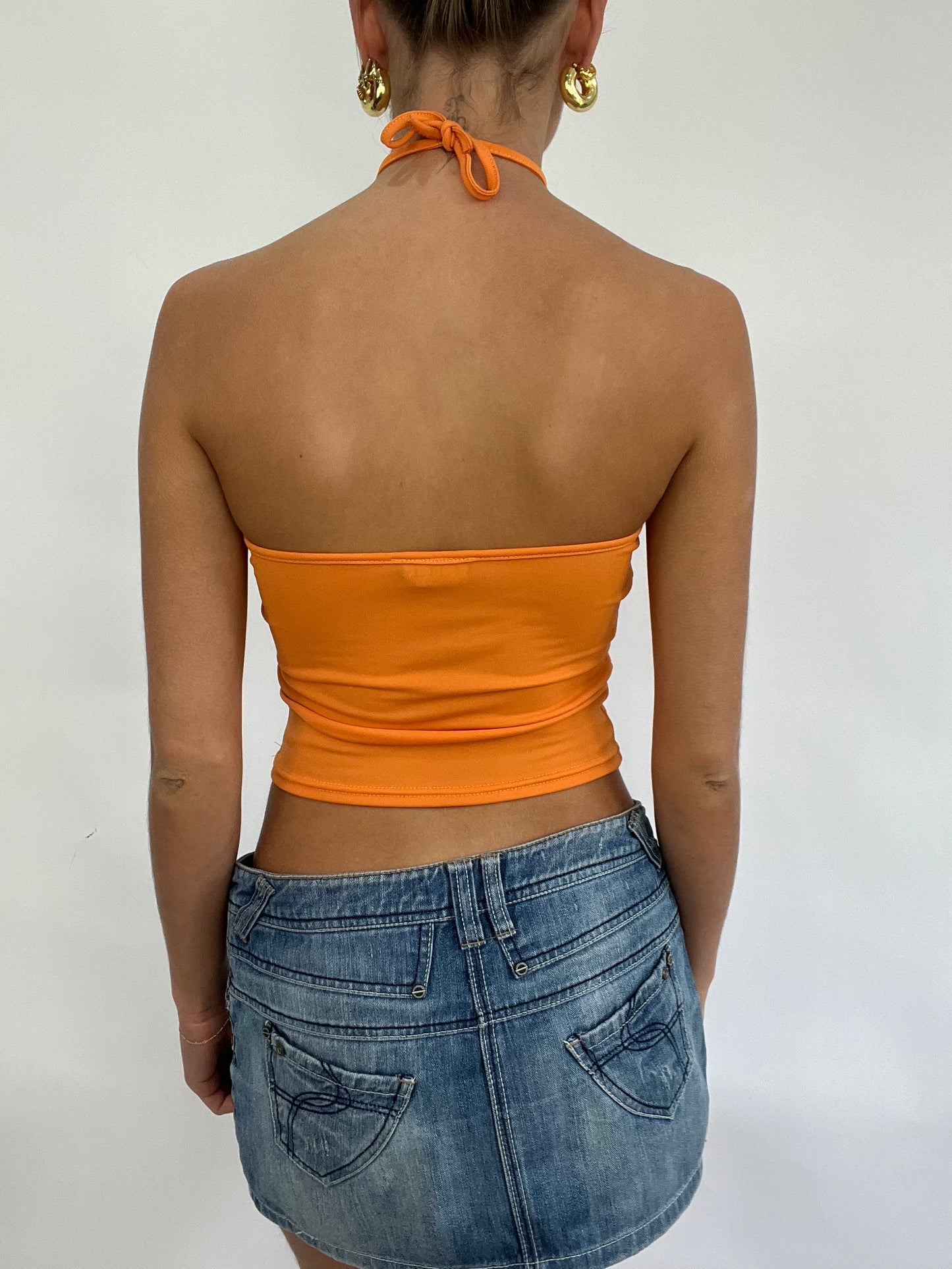 💻 COACHELLA DROP | small orange halterneck top with o ring detail