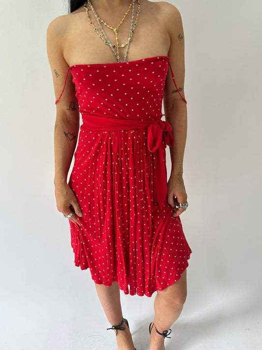 sailor drop | medium red polka dot mini dress