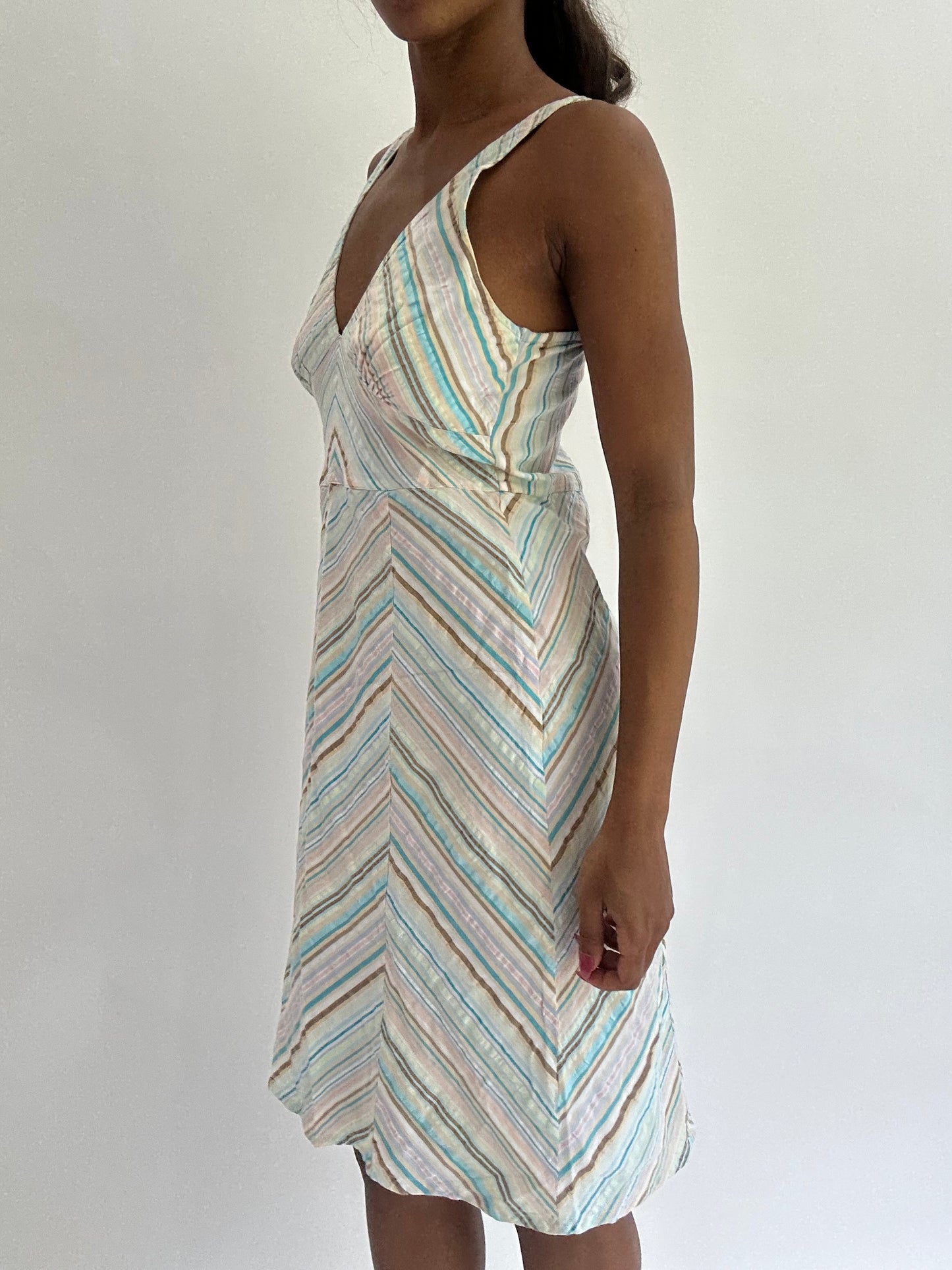 colourmaxxing drop | small white striped midi dress