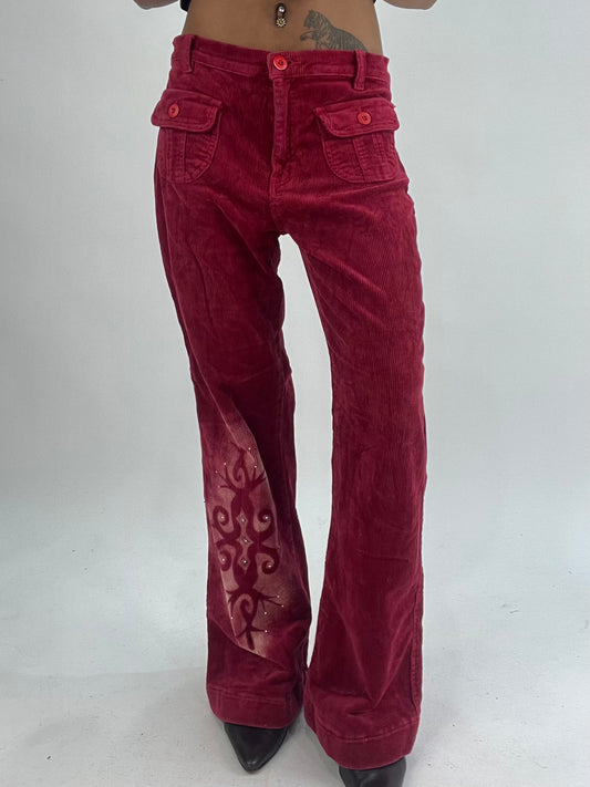 vintage edit thirty-five | medium burgundy trousers with bleached pattern