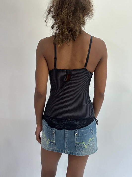 wag drop | extra small/small black pinstripe corset style top