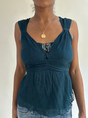 BEST PICKS | small blue sheer rhinestone detail top