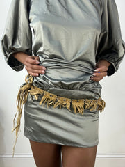 vintage edit: halloween | brown tassel tie up belt with silver eyelet details