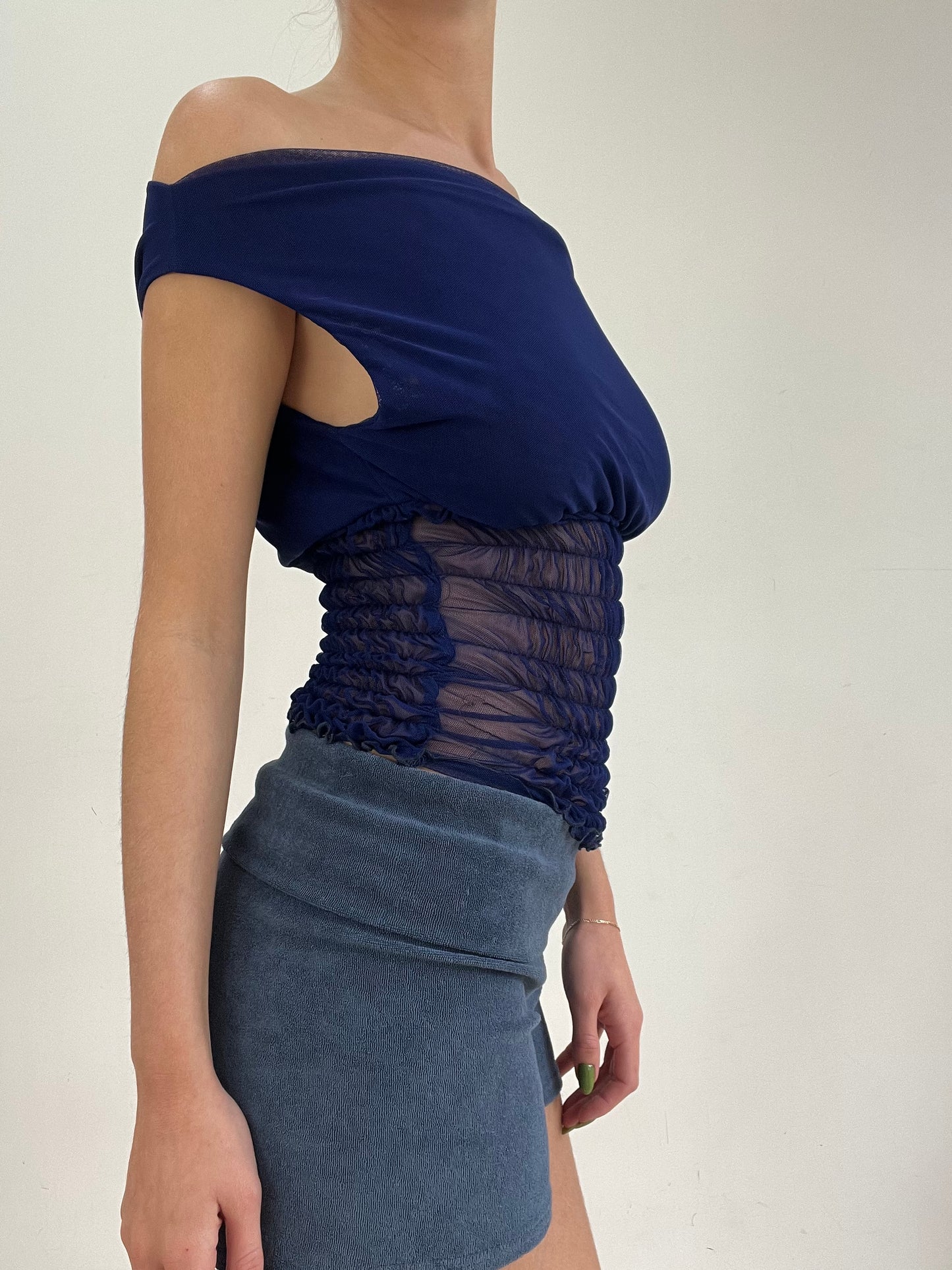 #313 SAMPLE SALE | small blue poppy top