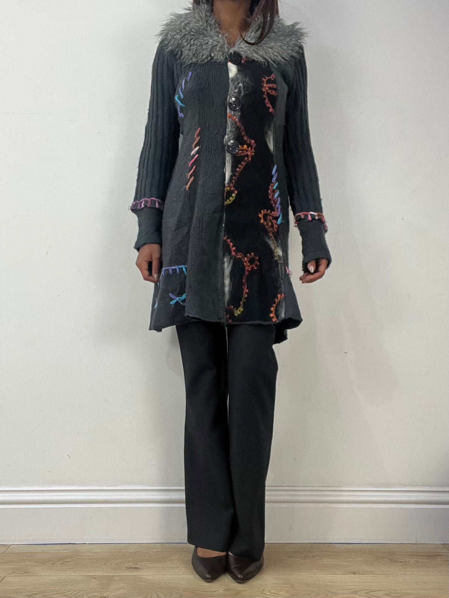 BEST PICKS | small grey knit cardigan with faux fur collar