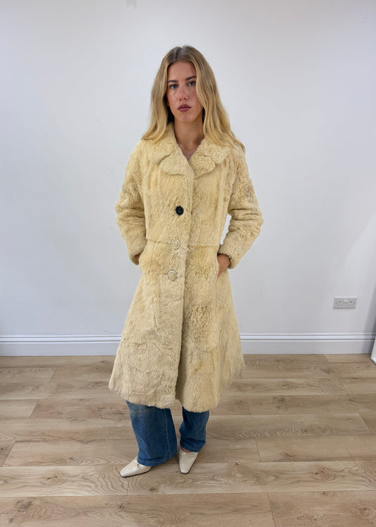 small cream berkeley furs fur trench coat