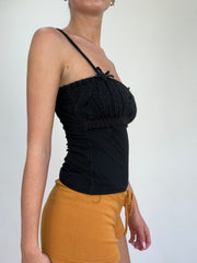 💚 COSY CLASSICS | small black cami with knitted bust