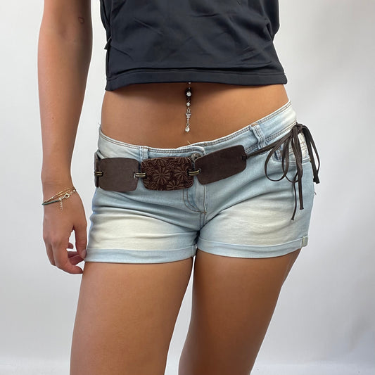 💻AMELIA GRAY DROP | brown suede square belt with tassels