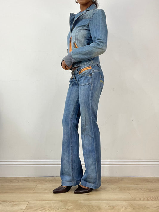 vintage edit: halloween | small blue old label bershka denim jacket and jeans set