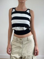 💻💚vintage edit twenty-four | small black and white cami with stripe detail