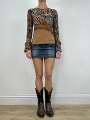 vintage edit seven | small brown zebra and leopard print top