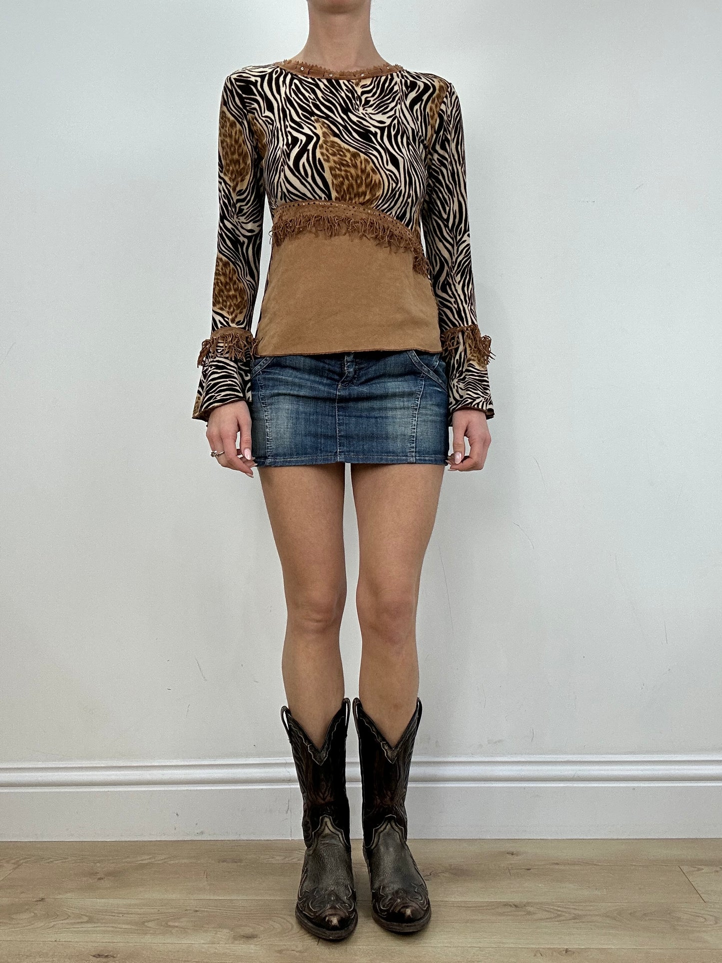 vintage edit seven | small brown zebra and leopard print top