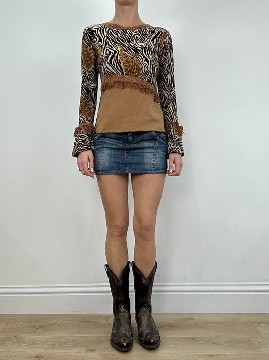 vintage edit seven | small brown zebra and leopard print top