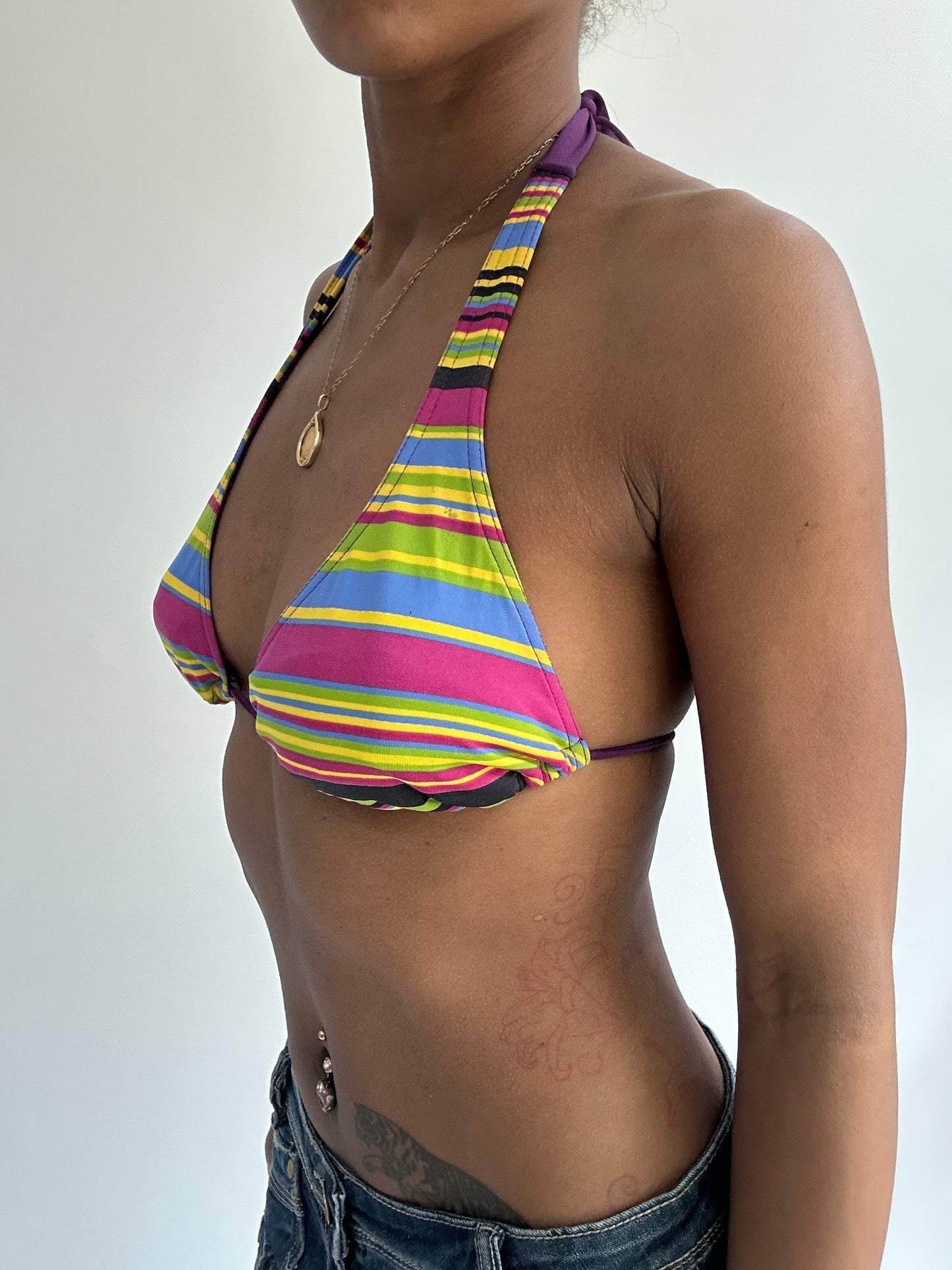 summermaxxing drop | small purple striped bikini top