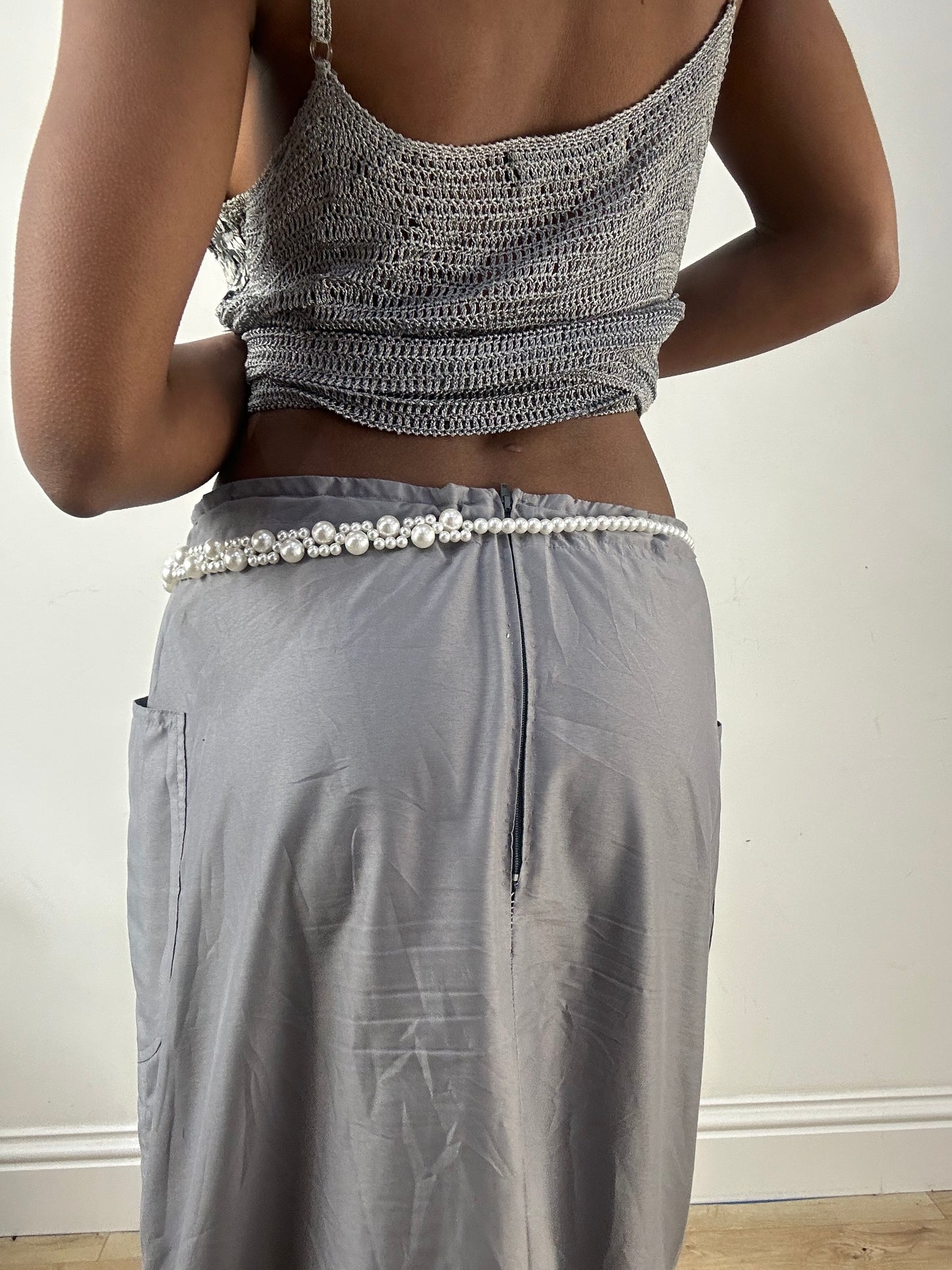BEST PICKS | white pearl braided belt with mixed sized pearls