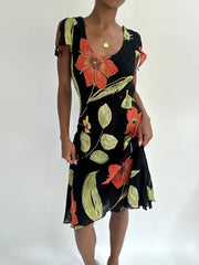 summermaxxing drop | small black floral mesh overlay midi dress