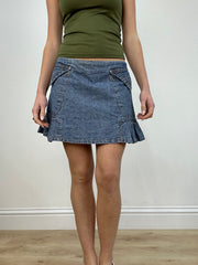 vintage edit seven | small dark wash denim pleated skirt